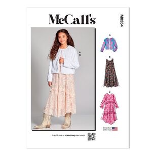 McCall's Sewing Pattern M8354 Girls' Dress, Slip Dress and Jacket White 7 - 14