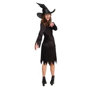 Spooky Hollow Adult Witch Dress & Hat Costume Set Black