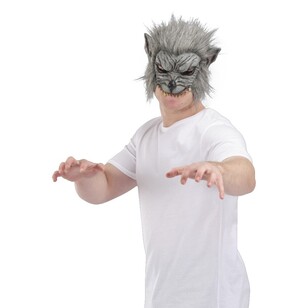 Spooky Hollow Werewolf Half Mask Grey