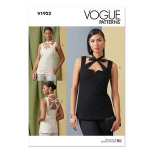 Vogue Sewing Pattern V1922 Misses' Sleeveless Top White