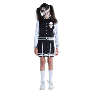 Spooky Hollow Zombie Cheerleader Kids Costume Black & White 9 - 13 Years