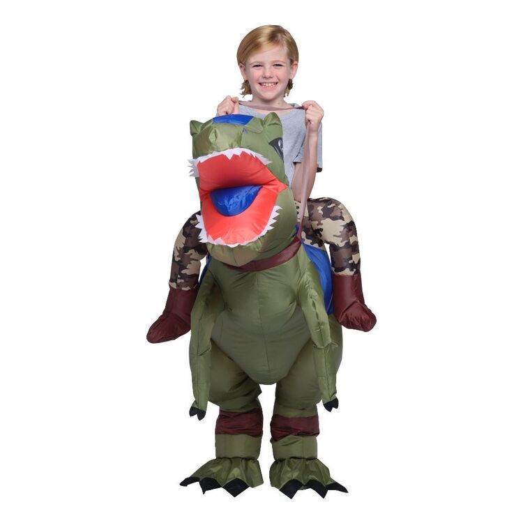 Spartys Inflatable Ride On Dinosaur Kids Costume Multicoloured