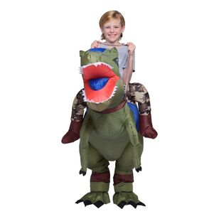 Spartys Inflatable Ride On Dinosaur Kids Costume Multicoloured