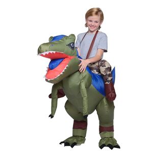 Spartys Inflatable Ride On Dinosaur Kids Costume Multicoloured