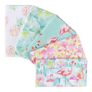 Pink Flamingo Fat Quarter Bundle 5 Pack Multicoloured 49 x 52 cm