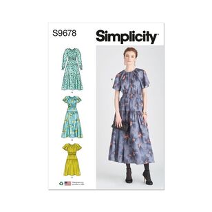 Simplicity Sewing Pattern S9678 Misses' Dress with Sleeve and Length Variations White