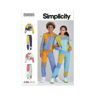 Simplicity Sewing Pattern S9695 Boys' and Girls' Hoodie and Jogger Set White 8 - 16