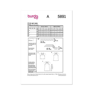 Burda Sewing Pattern B5891 Women's Top White 8-22 (34-48)