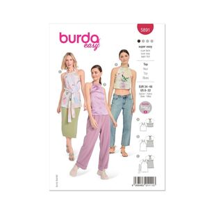 Burda Sewing Pattern B5891 Women's Top White 8-22 (34-48)