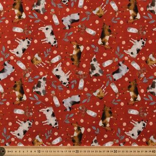 Farm Country Tossed Cows 112 cm Cotton Fabric Red 112 cm