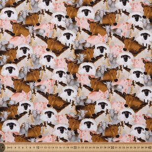 Farm Country Farm Animals Collage 112 cm Cotton Fabric Grey 112 cm