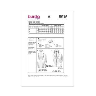 Burda Sewing Pattern B5916 Women's Dress White 8-18 (34-44)