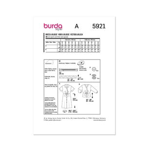 Burda Sewing Pattern B5921 Women's Dress & Blouse White 8-18 (34-44)