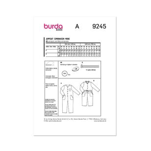 Burda Sewing Pattern B9245 Kid's Jumpsuit White 4-11 (104-146)