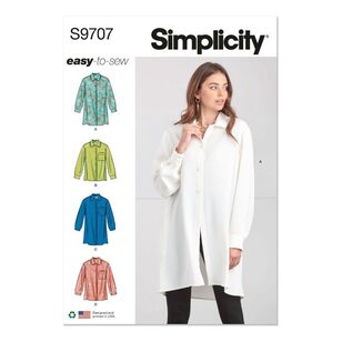 Simplicity Sewing Pattern S9707 Misses' Shirts White