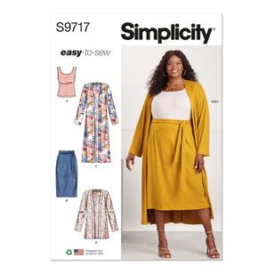 Simplicity Sewing Pattern S9717 Women's Knit Top, Cardigan and Skirt White