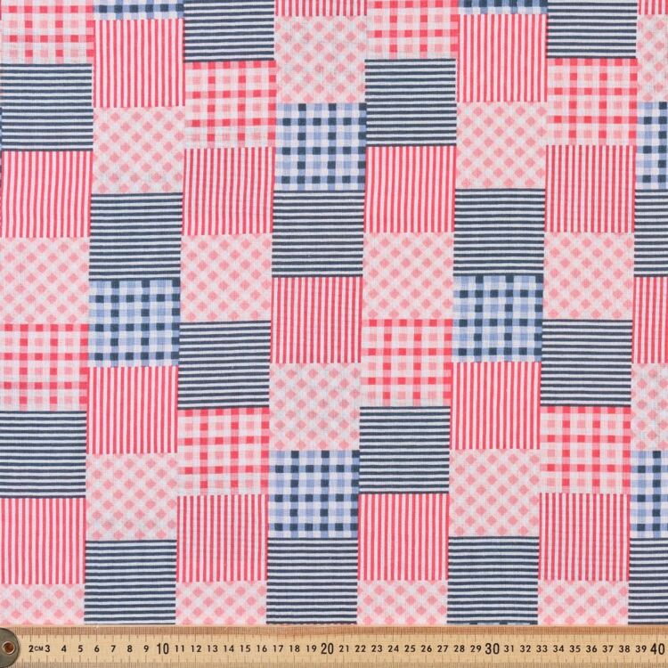 Patches 120 cm Multipurpose Cotton Fabric Red & Navy