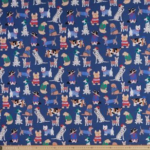 French Dogs 112 cm Buzoku Duck Fabric Navy 112 cm