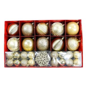 Jolly & Joy Traditional Variety Christmas Decoration Pack Gold 50 Pack