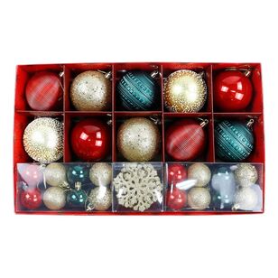 Jolly & Joy Traditional Variety Christmas Decoration Pack Multicoloured 50 Pack