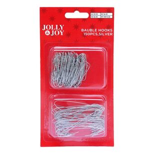 Jolly & Joy Christmas Bauble Hooks 150-Pack Silver