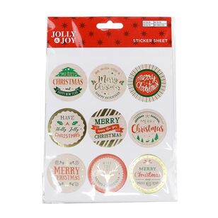 Jolly & Joy Gift Tag Christmas Sticker Sheet Multicoloured