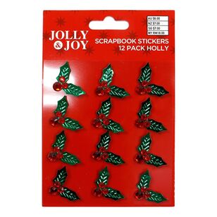 Jolly & Joy 3D Holly Christmas Scrapbooking Stickers 12-pack  Multicoloured