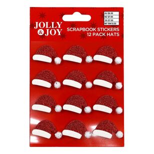 Jolly & Joy 3D Christmas Hat Scrapbook Stickers 12 Pack Multicoloured