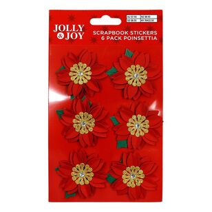 Jolly & Joy 3D Poinsettia Christmas Scrapbooking Stickers 12-pack Multicoloured