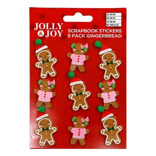 Jolly & Joy 3D Gingerbread Christmas Scrapbooking Stickers 9-Pack  Multicoloured