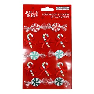 Jolly & Joy 3D Candy Christmas Scrapbooking Stickers 12-pack Multicoloured