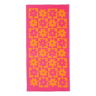 Brampton House Velour Bloom Daisy Beach Towel Multicoloured 75 x 150 cm