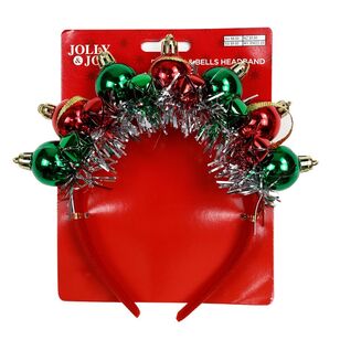 Jolly & Joy Bauble & Bells Christmas Headband Red