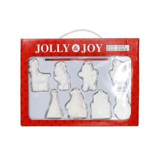 Jolly & Joy Paint Your Own Ceramic Christmas Craft Kit 8-piece White