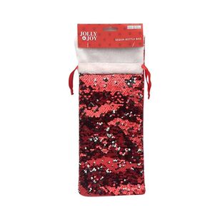 Jolly & Joy Christmas Sequin Bottle Bag Red