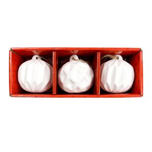 Jolly & Joy Ceramic Fancy Christmas Bauble 3-pack White