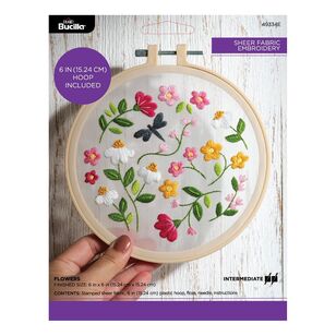 Bucilla Sheer Flowers Stamped Embroidery Kit Multicoloured