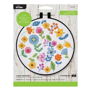 Bucilla Floral Menagerie Counted Cross Stitch Kit Multicoloured