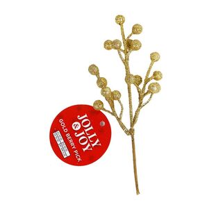 Jolly & Joy Berry Pick Christmas Decoration Gold