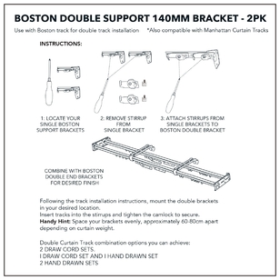 Tribeca Boston Track 140 mm Double Bracket 2 Pack Black 140 mm