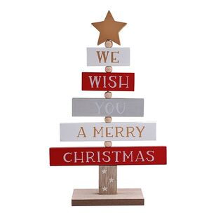 Jolly & Joy We Wish You A Merry Christmas Sign Multicoloured 25.5 x 16 x 5 cm