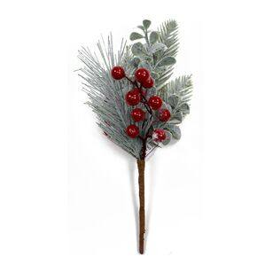 Jolly & Joy Christmas Frosted Berries Small Pick Decoration Red S