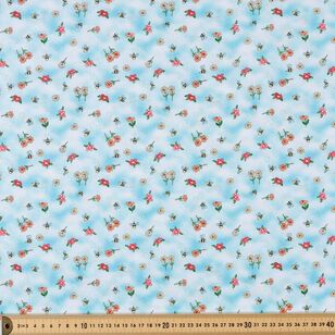 Henry Glass River Romp Bees & Blooms 112 cm Cotton Fabric Blue 112 cm