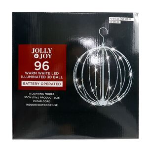 Jolly & Joy Warm White LED Illuminated 3D Christmas Ball White 30 cm