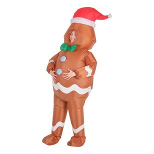 Jolly & Joy Inflatable Gingerbread Man Christmas Costume Brown