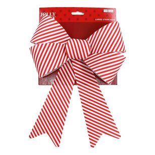 Jolly & Joy Large Stripe Christmas Bow Red L