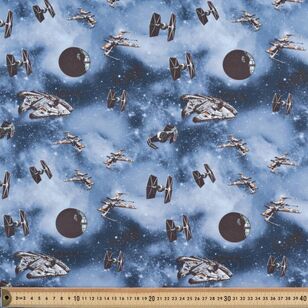 Disney Star Wars Ships 112 cm Cotton Fabric Blue 112 cm
