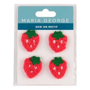 Maria George Crochet Strawberry Sew On Motif 4 Pack Red