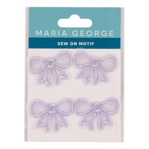 Maria George Shimmer Bow Sew On Motif 4 Pack Purple