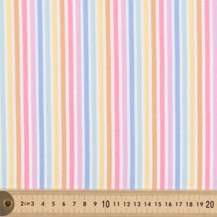 Traveller Rainbow Stripe 112 cm Cotton Fabric White 112 cm